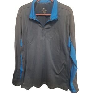 Nike Dri-FIT 1/4 Zip Pullover XL Gray Blue Athletic Running Training Top